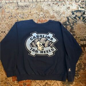 STARTER Navy Carolina Tar Heels Men's Crewneck Sweater
